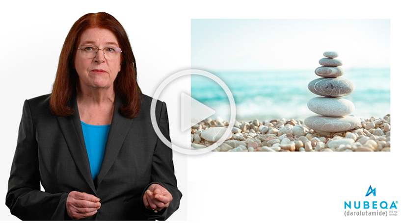 Thumbnail image of Dr. Dawson sharing insights on counseling mCSPC patients who are starting NUBEQA in combination with docetaxel