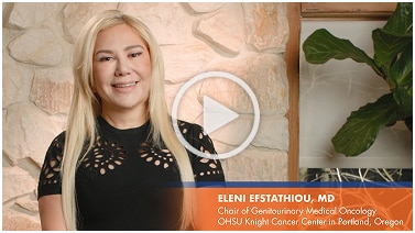 Thumbnail image of medical oncologist Dr. Efstathiou discussing highlights from the ARANOTE study of NUBEQA + ADT in mCSPC