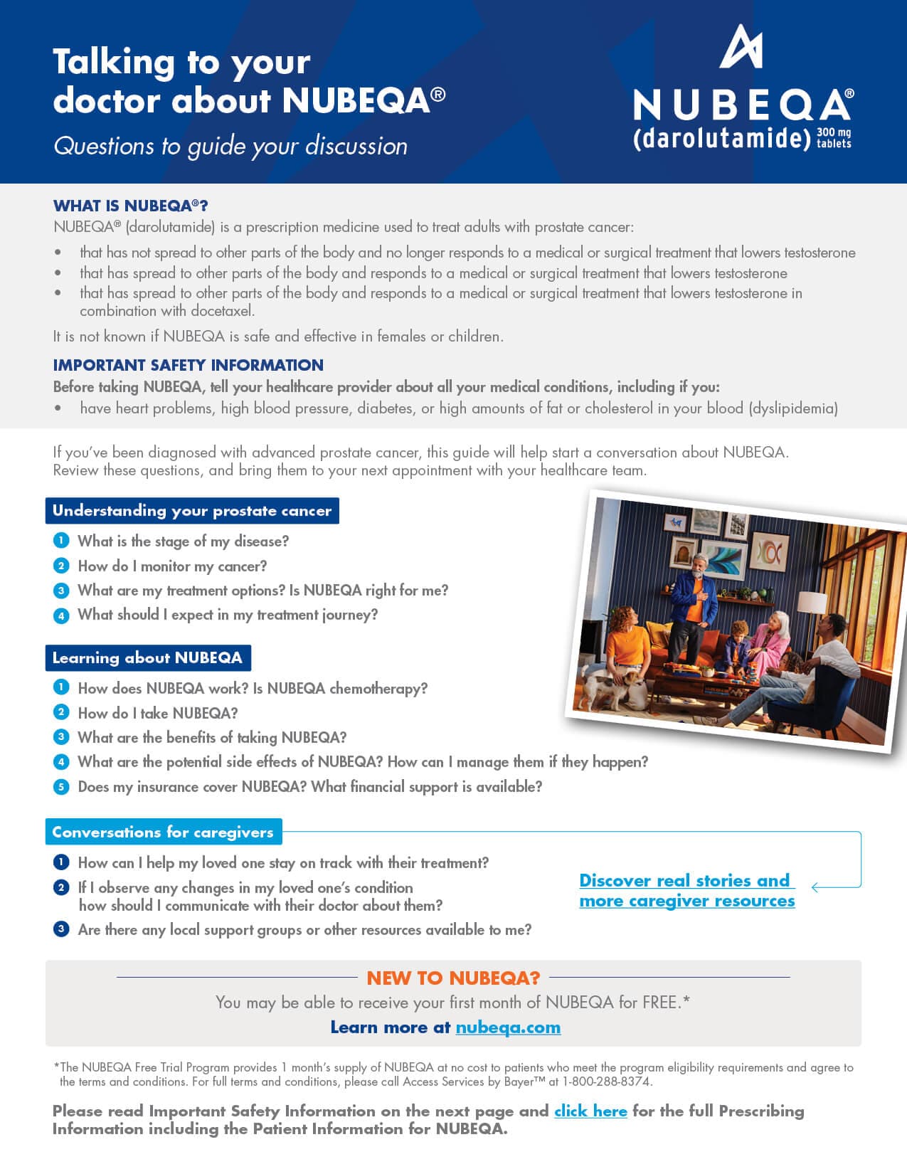 Downloadable guide with questions for patients to guide their discussions with HCPs about NUBEQA